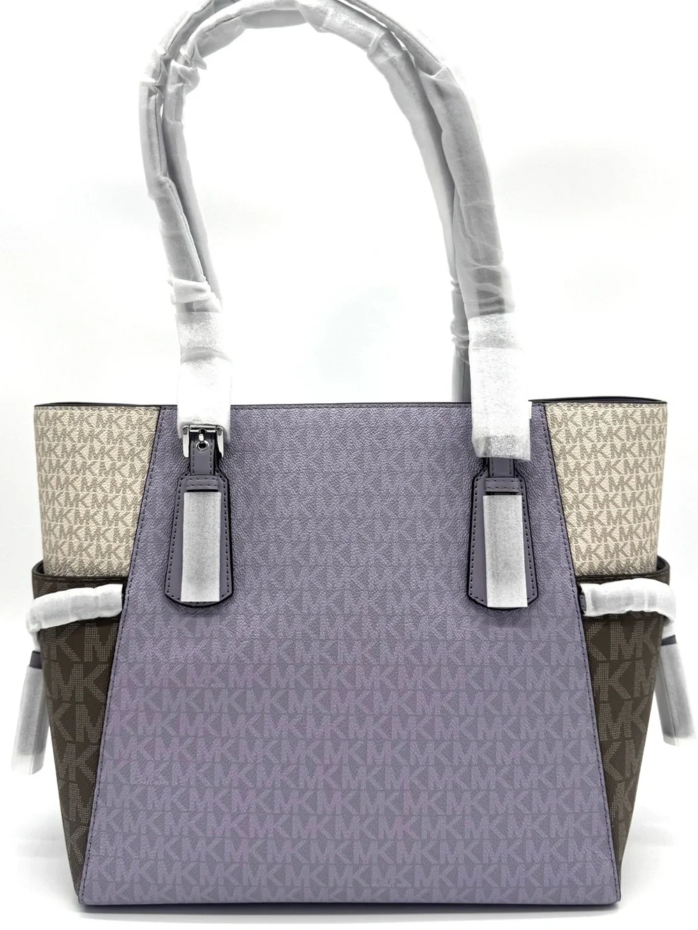 Michael Kors Voyager Large Color-Block Signature Logo Tote Bag - Lilac